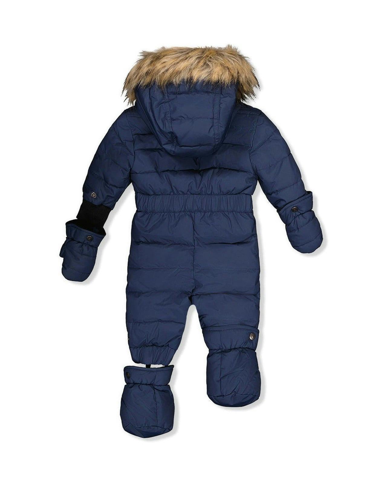 Baby Original One Piece Puffy Snowsuit With Removable Mittens And Boots Dark Blue