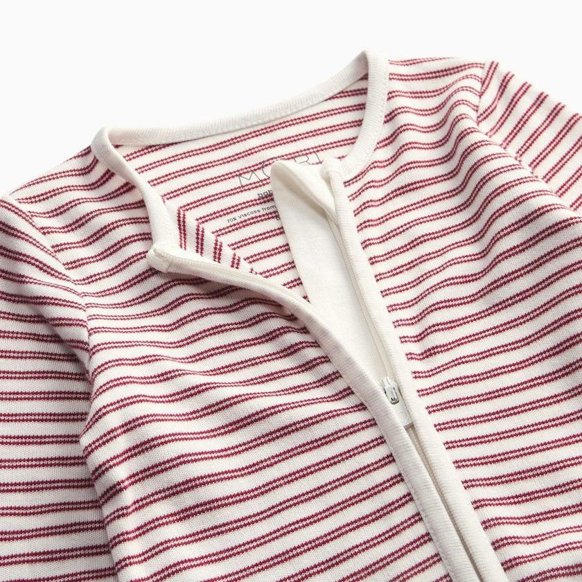 Red Stripe Clever Zip Baby Pajamas