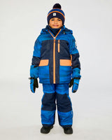 Two Piece Play Snowsuit Navy Blue and Orange with Blue Pants