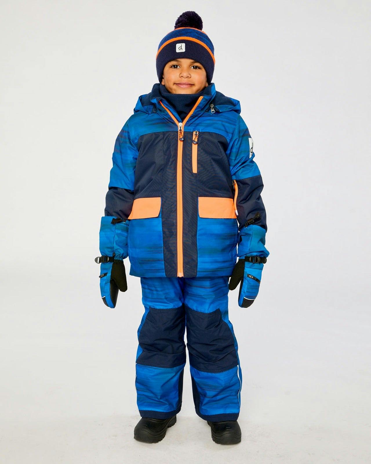 Two Piece Play Snowsuit Navy Blue and Orange with Blue Pants