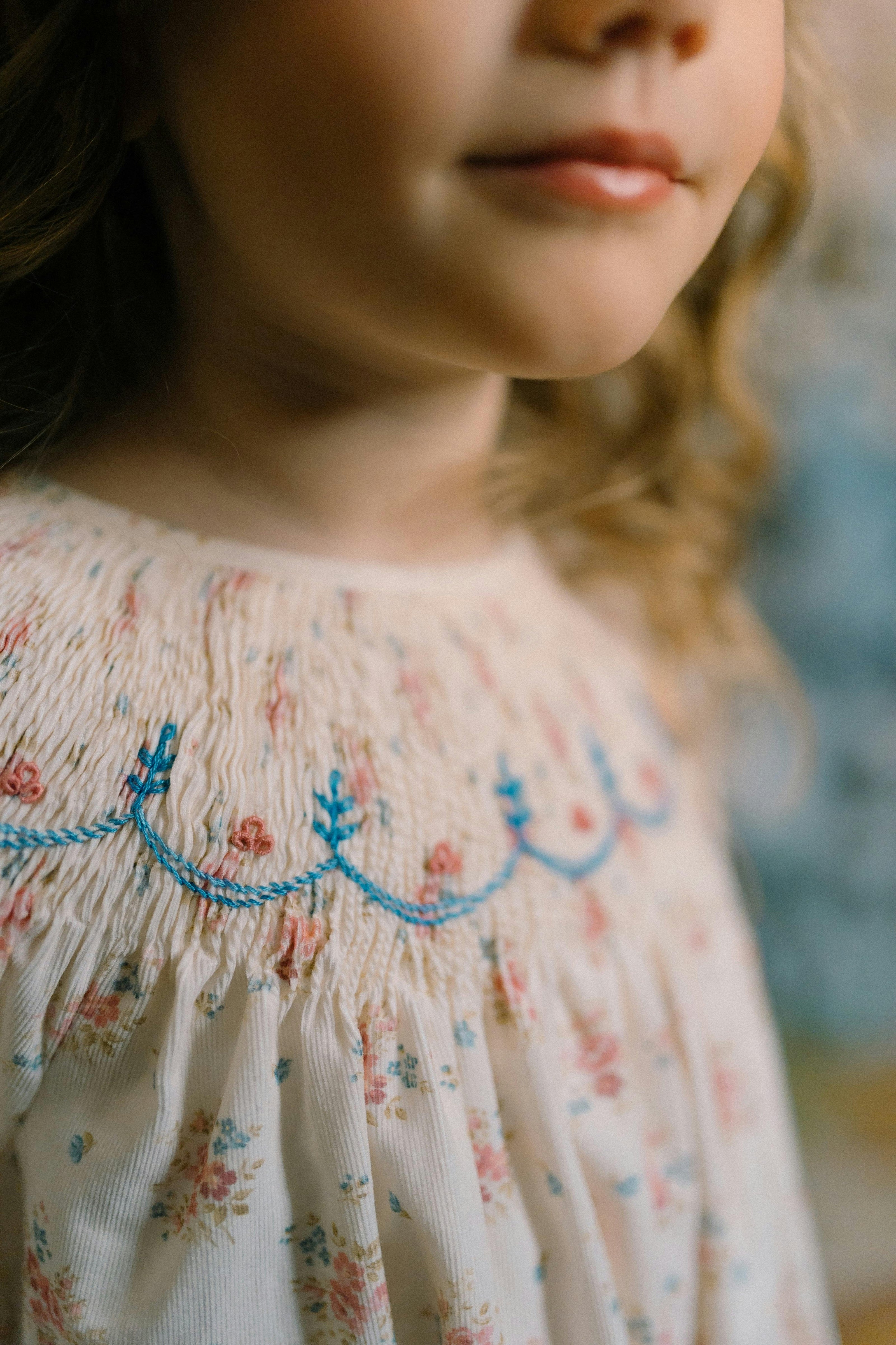 AGATHE FLORAL BISHOP SMOCKED DRESS
