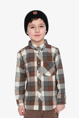 Flannel Shirt Grey And Beige Plaid