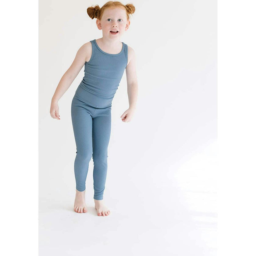 Sporty Ribbed Leggings, Blue