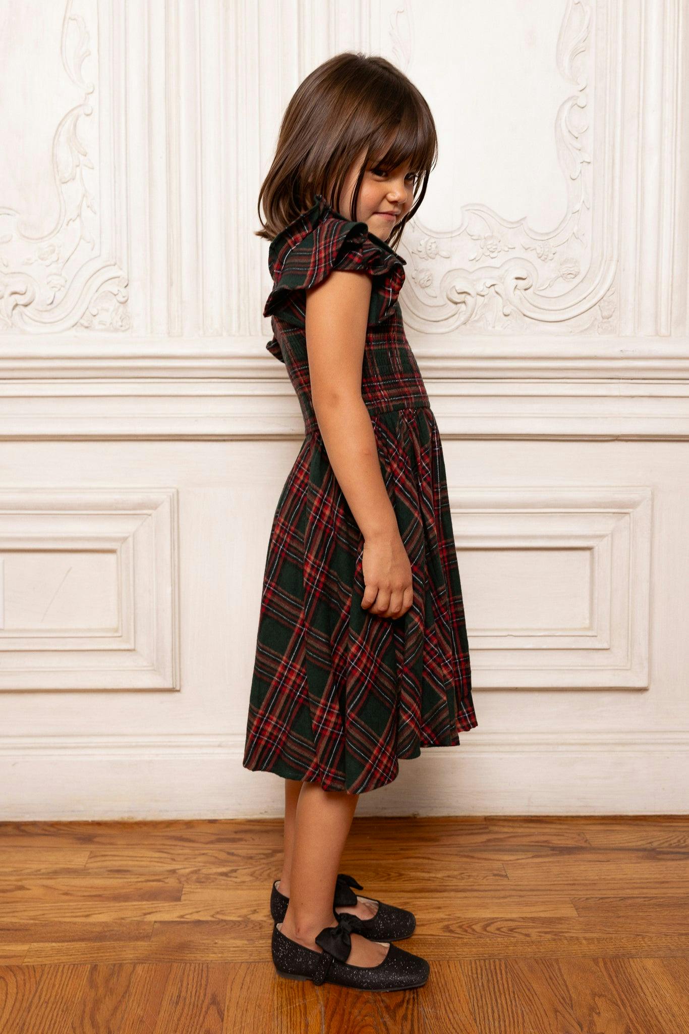 Mini Hattie Dress in Evergreen Plaid