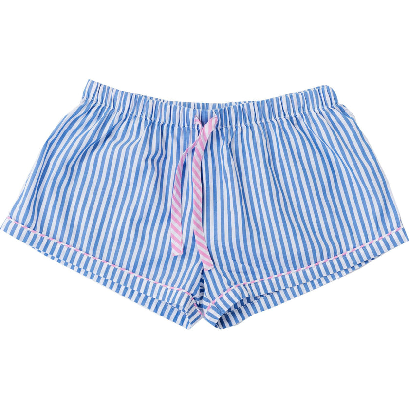 Women's Braddock Classic Boxer Shorts - Blue Stripe Organic Cotton Poplin