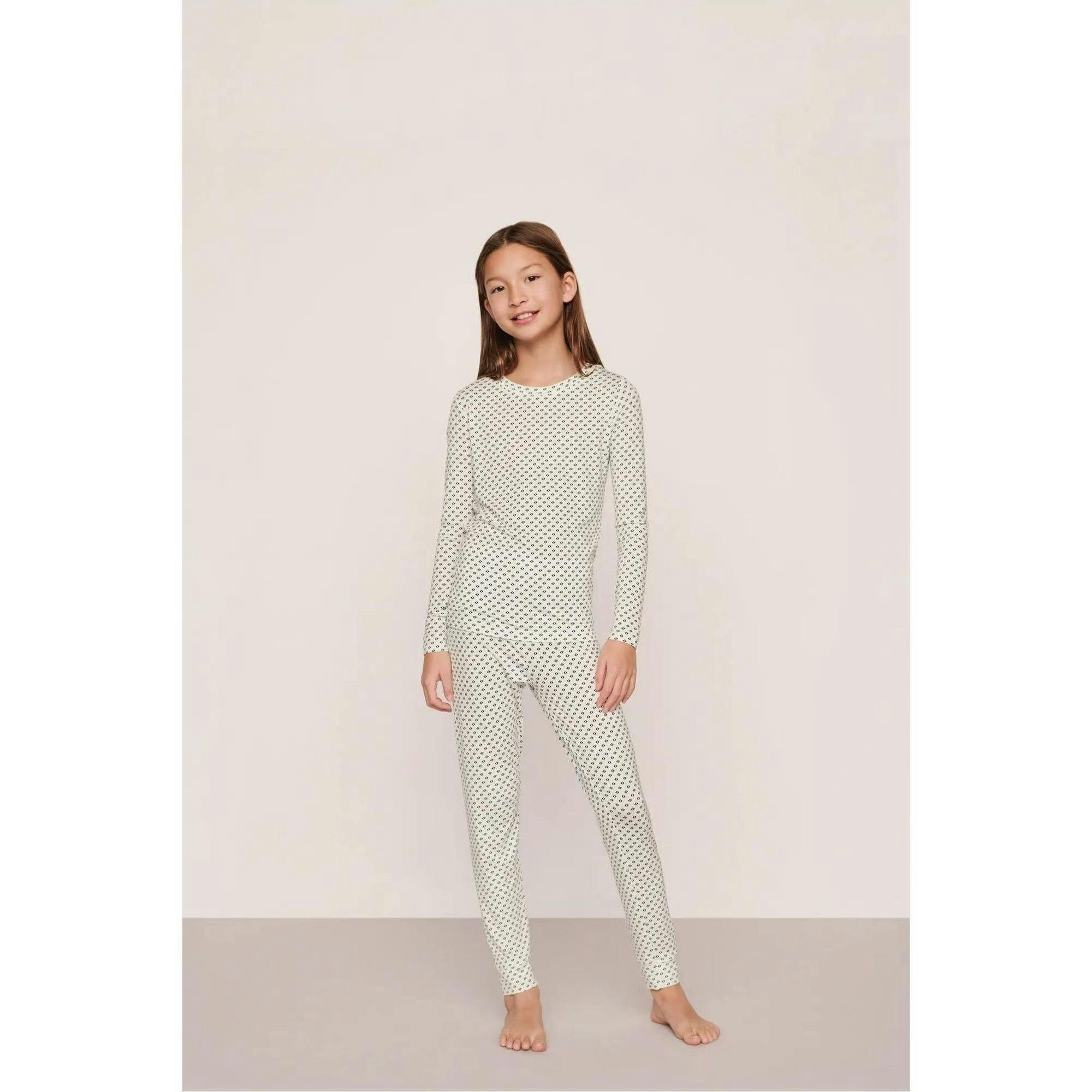 Kids Printed TENCEL™ Modal Unisex Long PJ Set, White