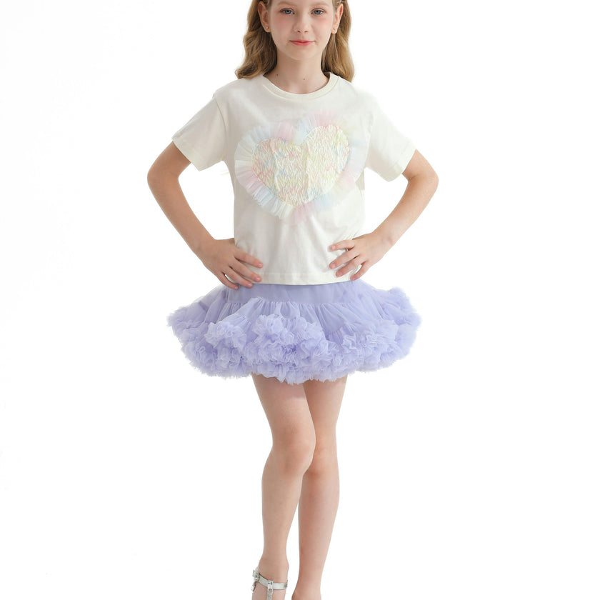 Cream Rainbow Heart Applique T-Shirt