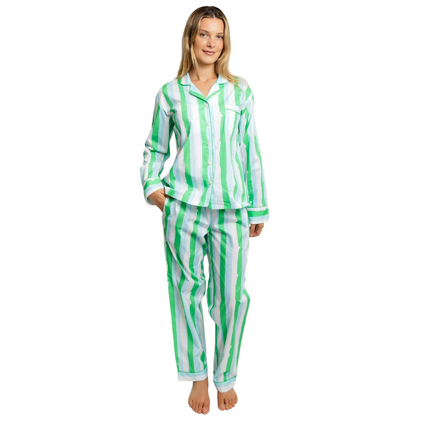 Women's Drawbertson Wild Stripes Long PJ Set - Organic Cotton Poplin