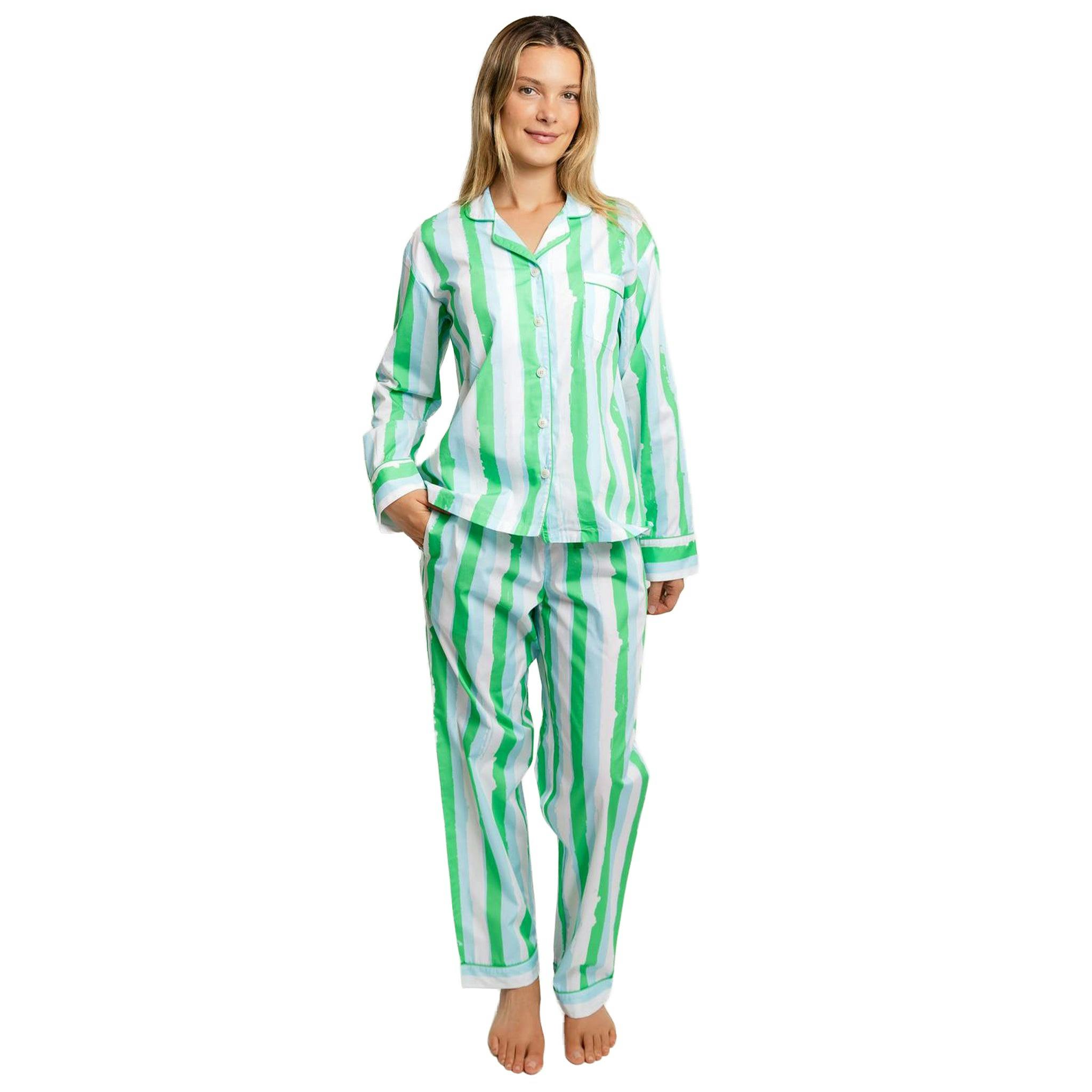 Women's Drawbertson Wild Stripes Long PJ Set - Organic Cotton Poplin
