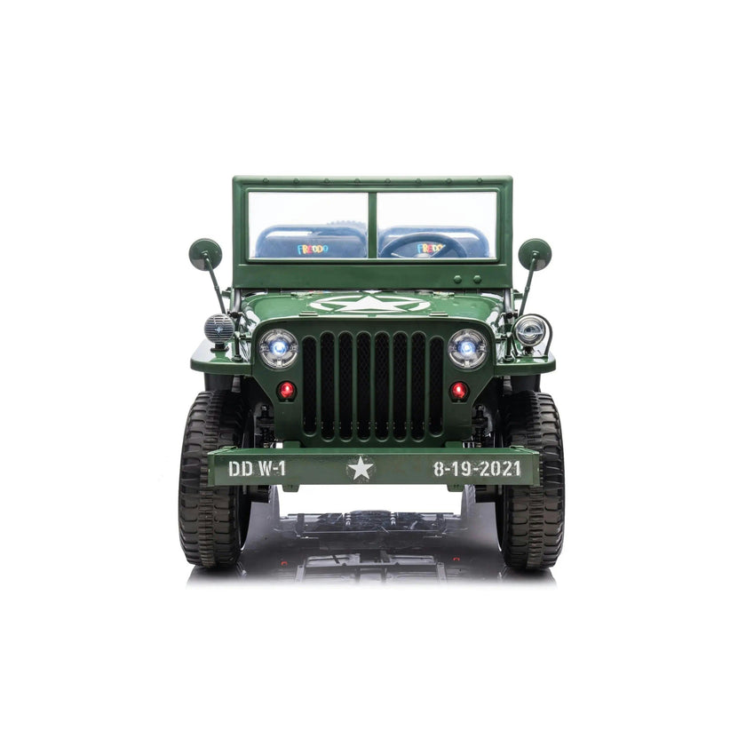 Military Willys 24V 3-Seater 4x4 Kids Ride-On Truck