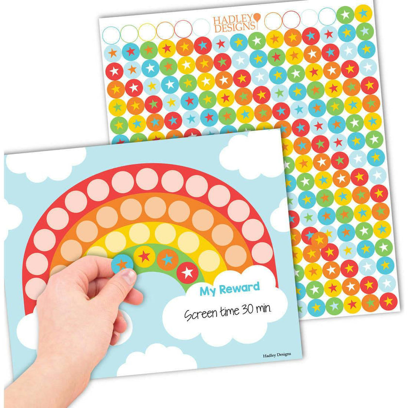Colorful Kids Reward Sticker Charts & Day-N-Night Routine Charts Bundle