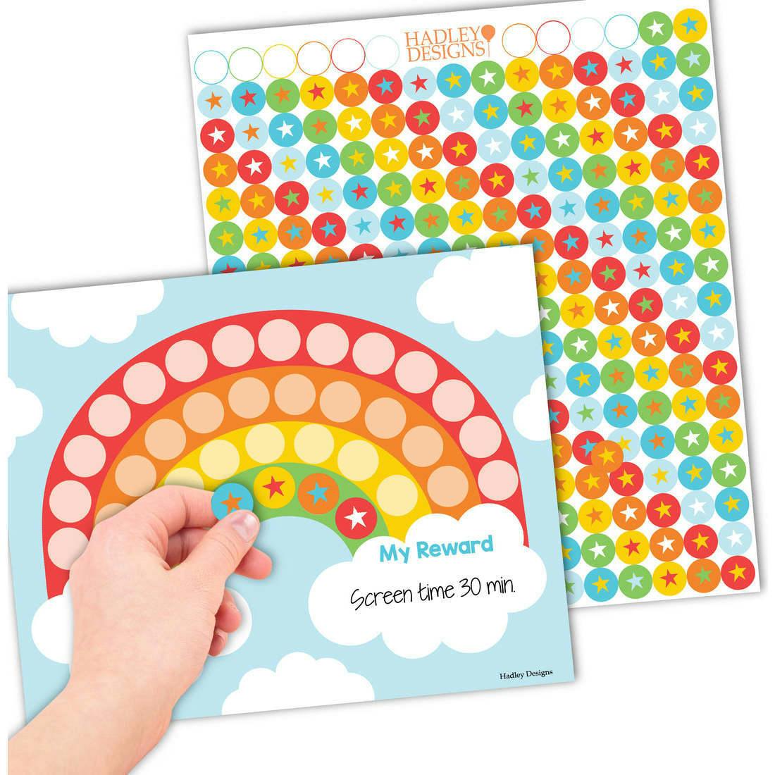 Colorful Kids Reward Sticker Charts & Day-N-Night Routine Charts Bundle