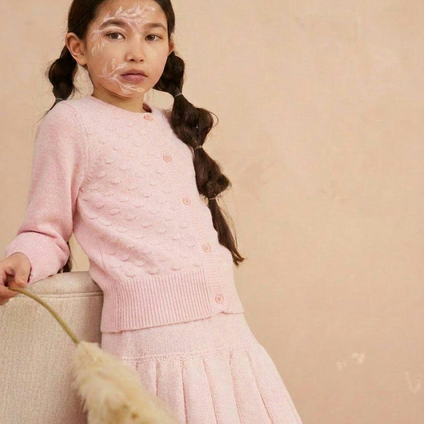 Popcorn Knit Cardigan | Blush