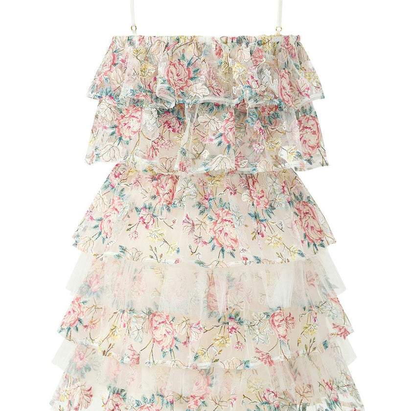 Reign Frill Embroidered Mini Dress