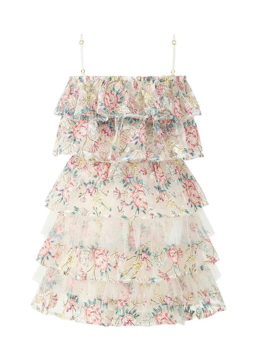 Reign Frill Embroidered Mini Dress