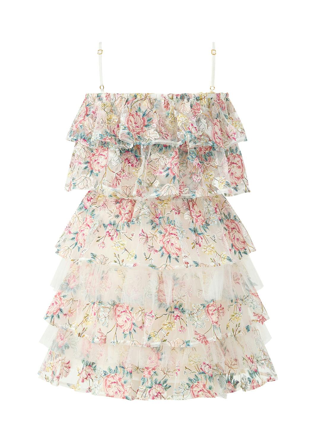 Reign Frill Embroidered Mini Dress