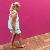 Women's Hepburn Gingham Mint Frill Tank PJ Set