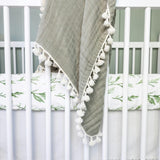 Parker Green Leaf Cotton Fitted Crib Sheet