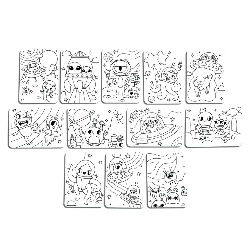 Undercover Art Hidden Pattern Coloring Activity Art Cards - Monster Aliens - 12 Cards