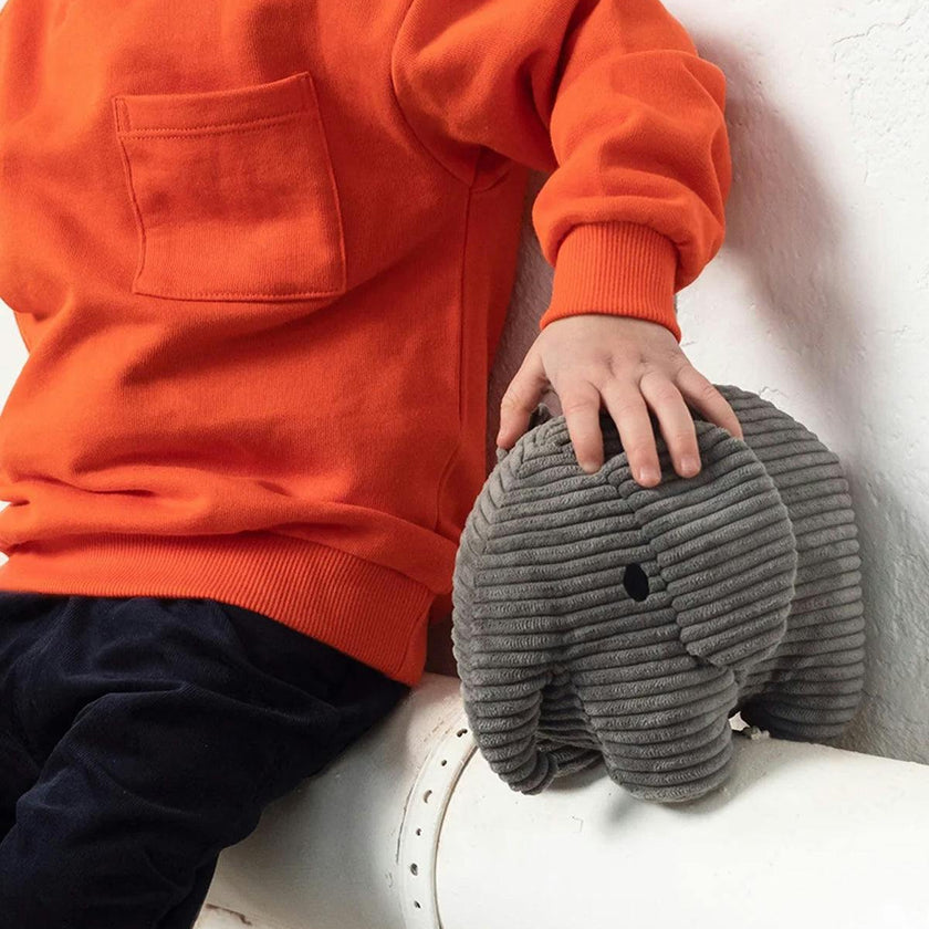 Plush MIFFY ELEPHANT ECO Corduroy Grey 9"