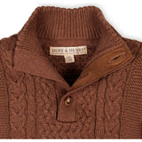 Organic Mock Neck Cable Sweater, Brown