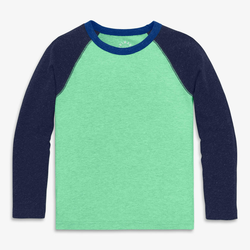 Kids heathered long sleeve baseball tee