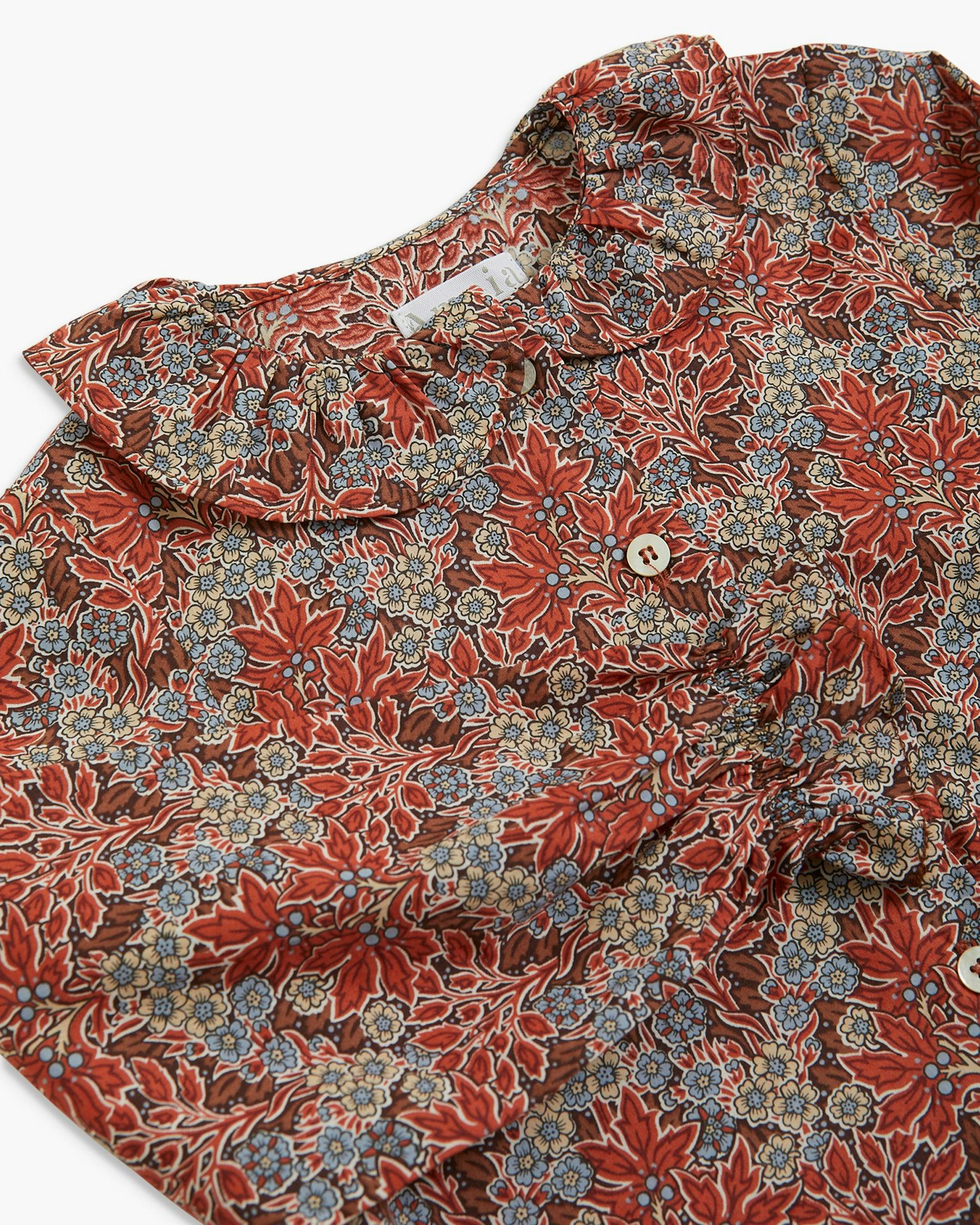 Amelia Blouse Rust Blue Liberty