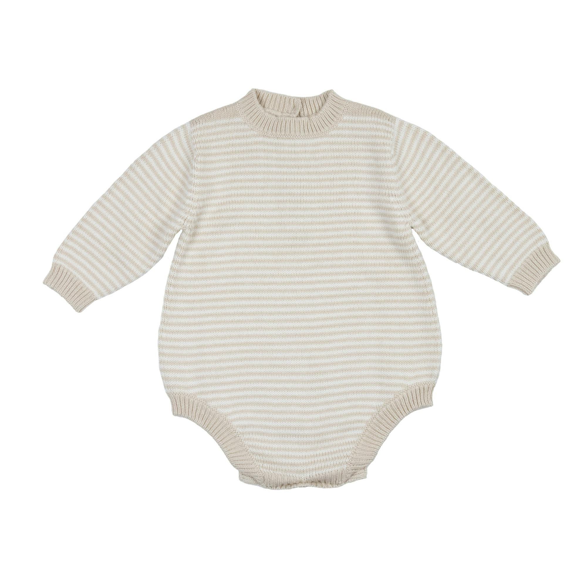 Baby Knit Romper Oatmeal Stripe