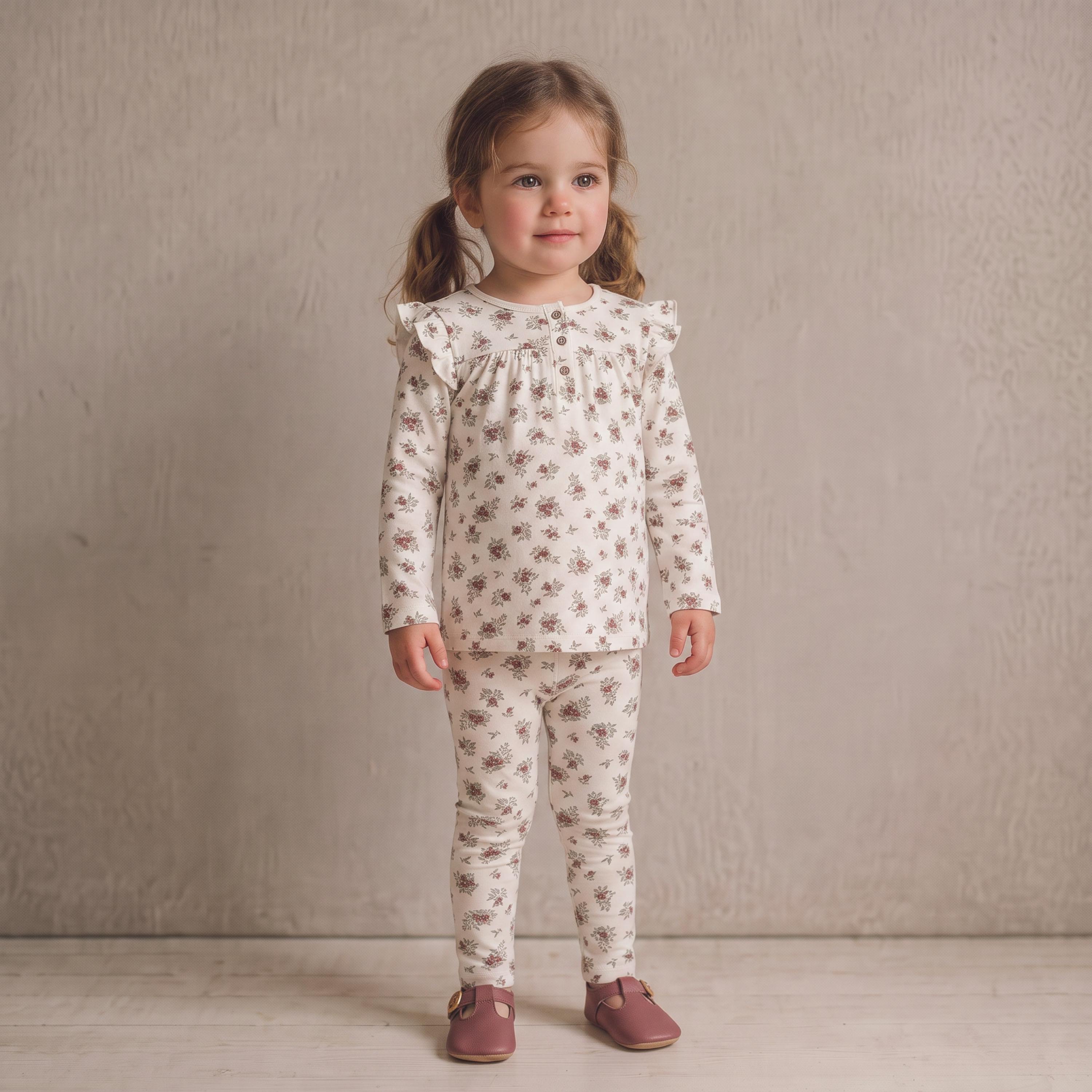 Organic Ruffle Sleeve Top Set of 2 - Winter Berry + Olive