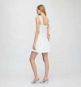 The Ribbon Seraphina Mini Nap Dress - White Crinkle Check