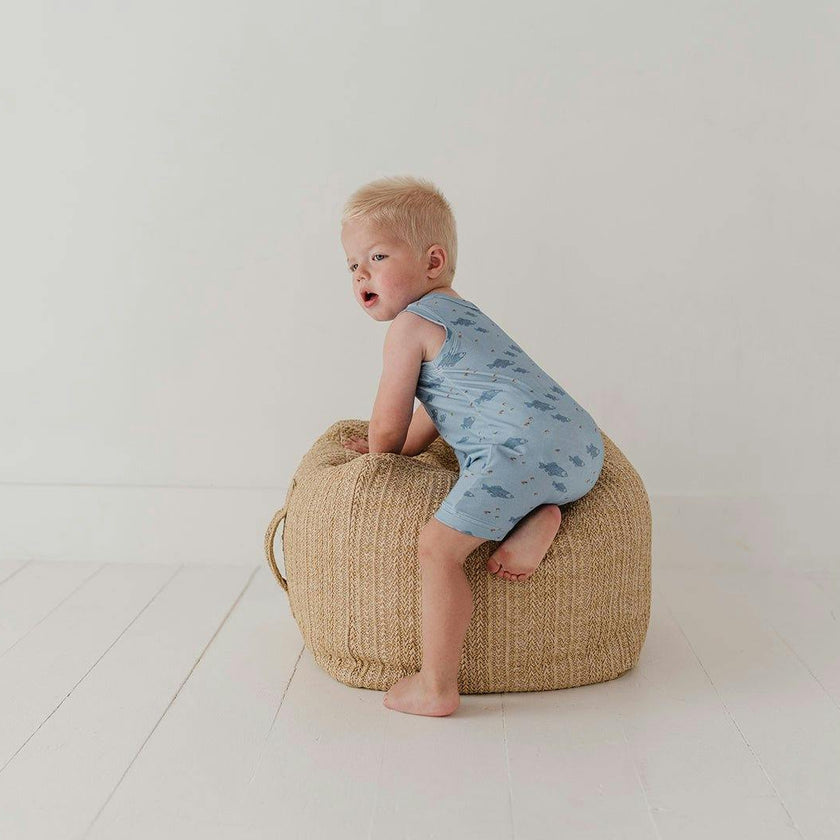 Baby Boy Sleeveless Romper in Fish