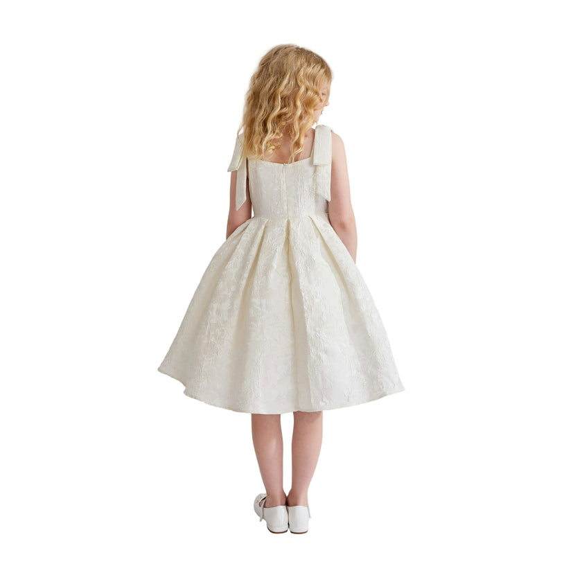 Ivory Marigold Bow Pleated Dress