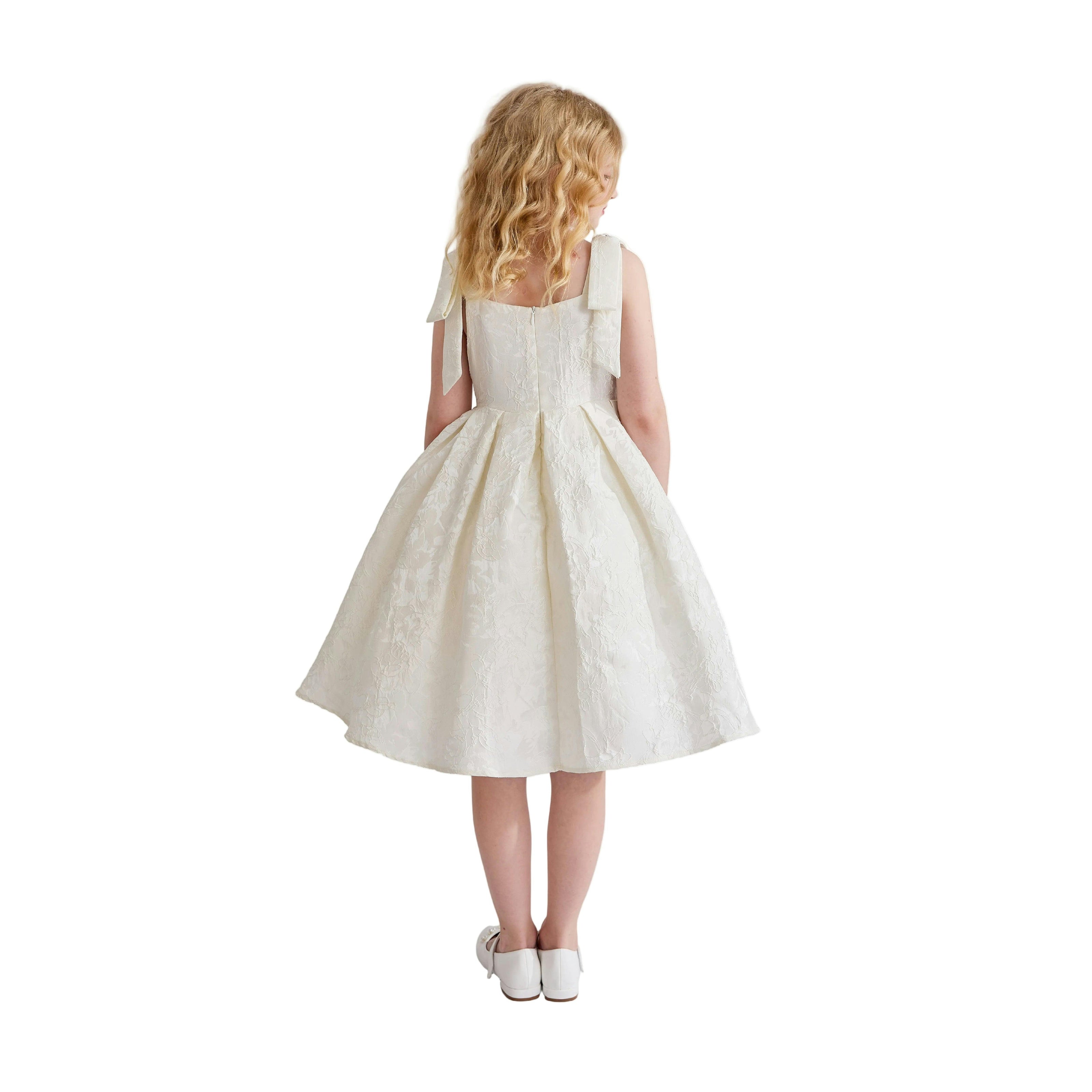 Ivory Marigold Bow Pleated Dress
