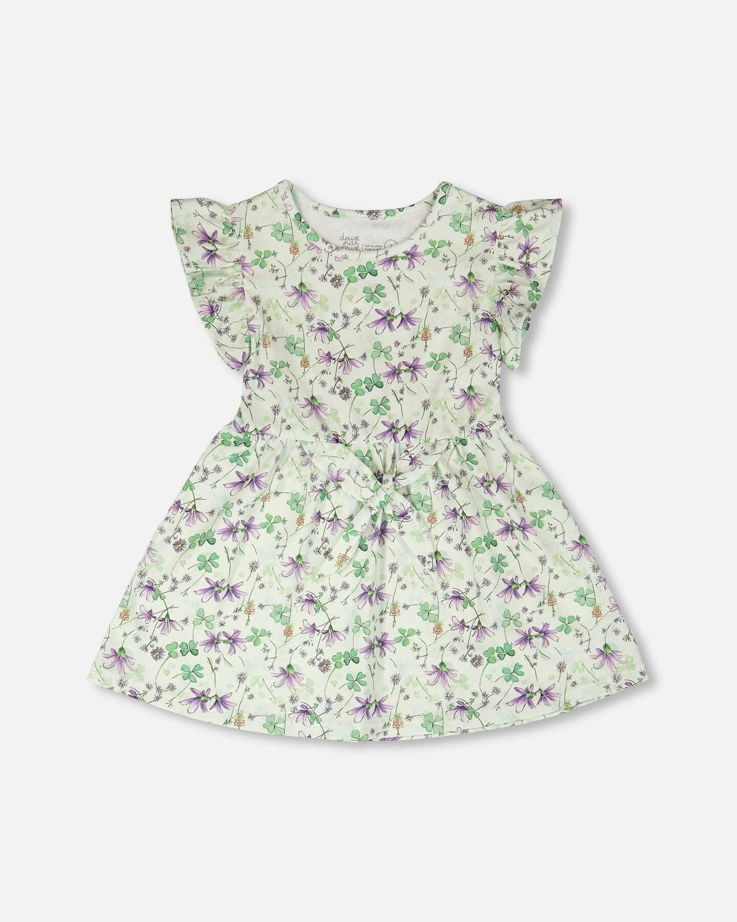 Jersey Dress Green Printed Flowers