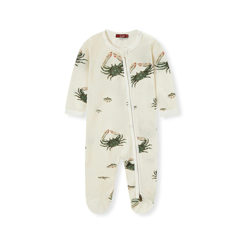 Coastal Bamboo Zipper Footed Romper
