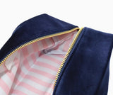 Velvet Zip Pouch, Navy