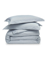 Luxe Premium Percale Duvet Set in Navy French Ticking