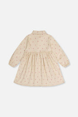 Corduroy Shirt Dress Beige Floral Print