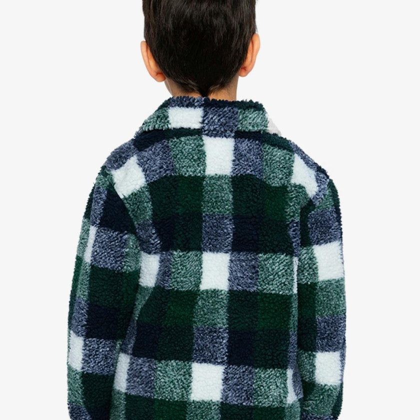 Zipped Overshirt Blue and Green Checks