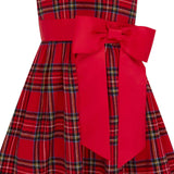 Jessie Plaid & Satin Bow Girls Party Dress