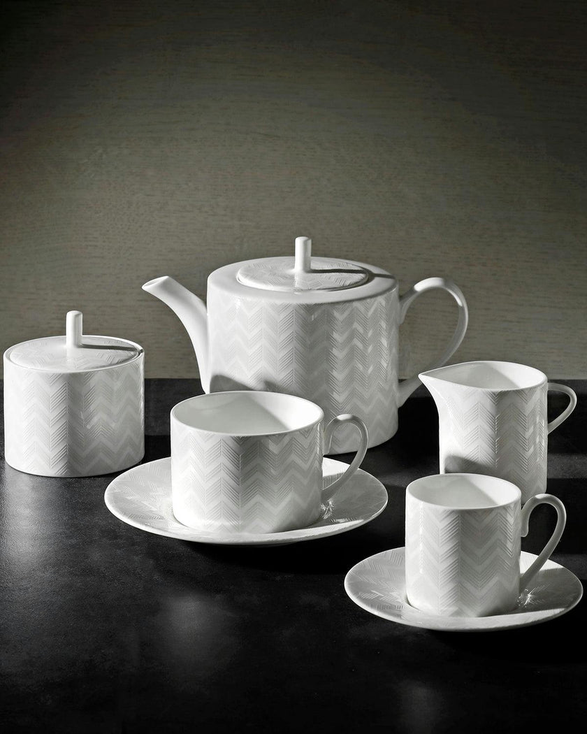 Tea Pot Or Coffee Pot Zig Zag  White Diam. 4.75"