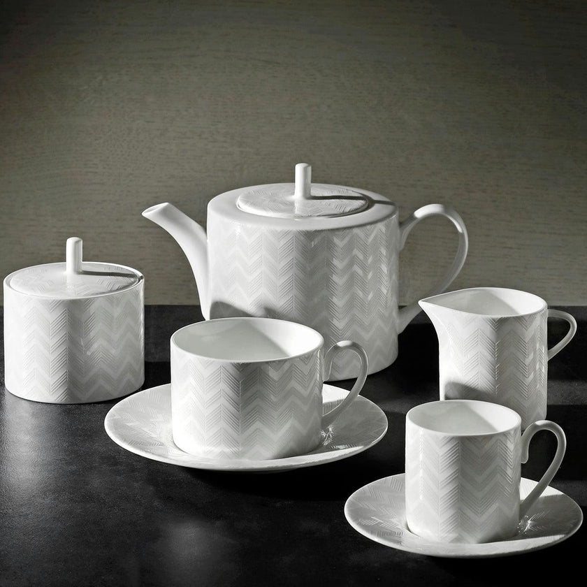 Sugar Pot Zig Zag  White Diam. 3.3"