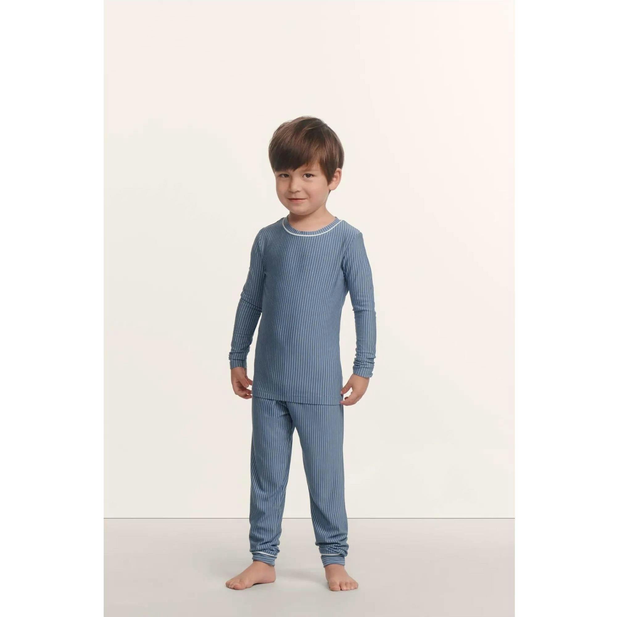 Kids Printed TENCEL™ Modal Unisex Long PJ Set, Blue