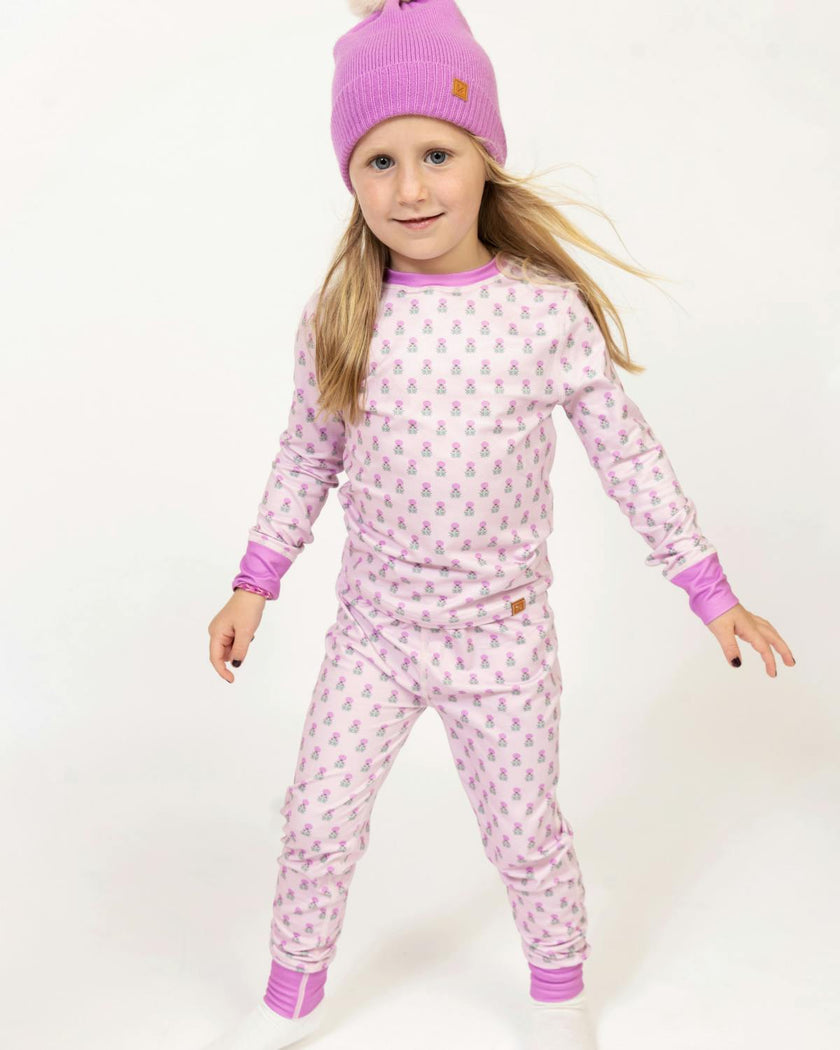 Kids Base Layer Set in Pink Marigold