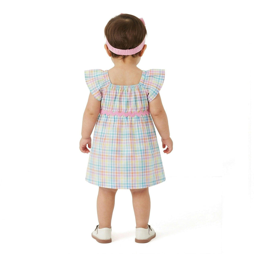 Infant Girls Plaid Dress Set | White Plaid