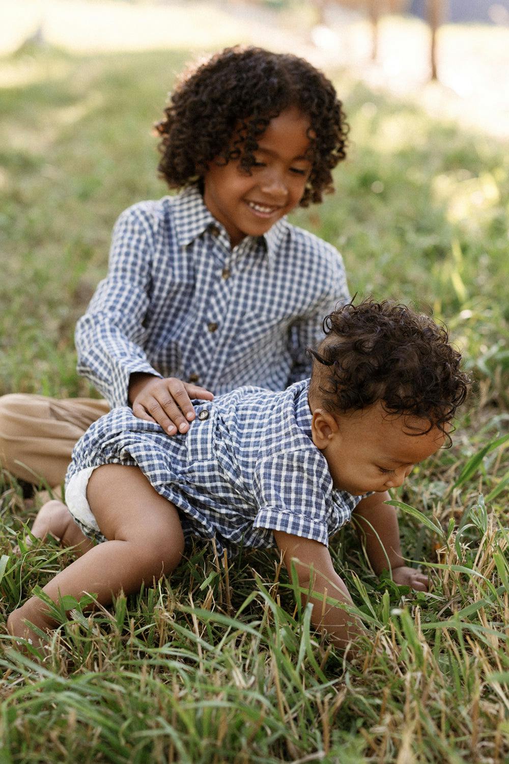 Boys John Shirt in Prussian Blue Plaid