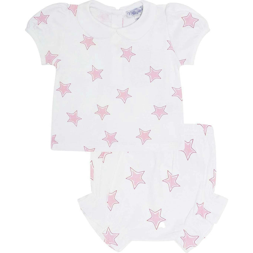 Pink Stars Print Diaper Cover Set