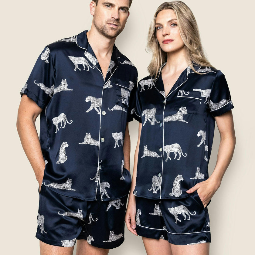 Women's Silk Short Set in Panthère de Nuit