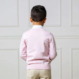 Organic Long Sleeve Tipped Cardigan Sweater, Pink