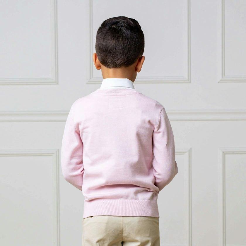 Organic Long Sleeve Tipped Cardigan Sweater, Pink